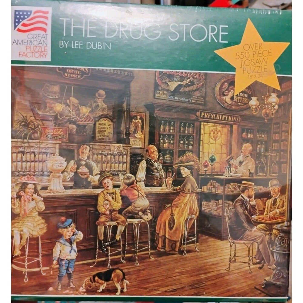 Great American Puzzle Factory The Drug Store By Lee Dubin 550 Pieces Jigsaw NEW